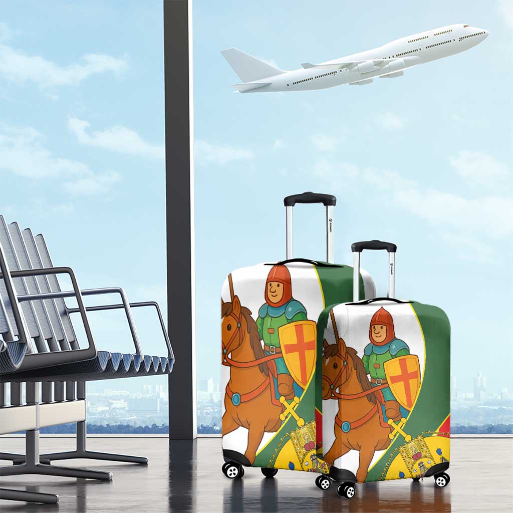 Hungary Luggage Cover with Knight and Angel Illustration Design and National Crest TS04