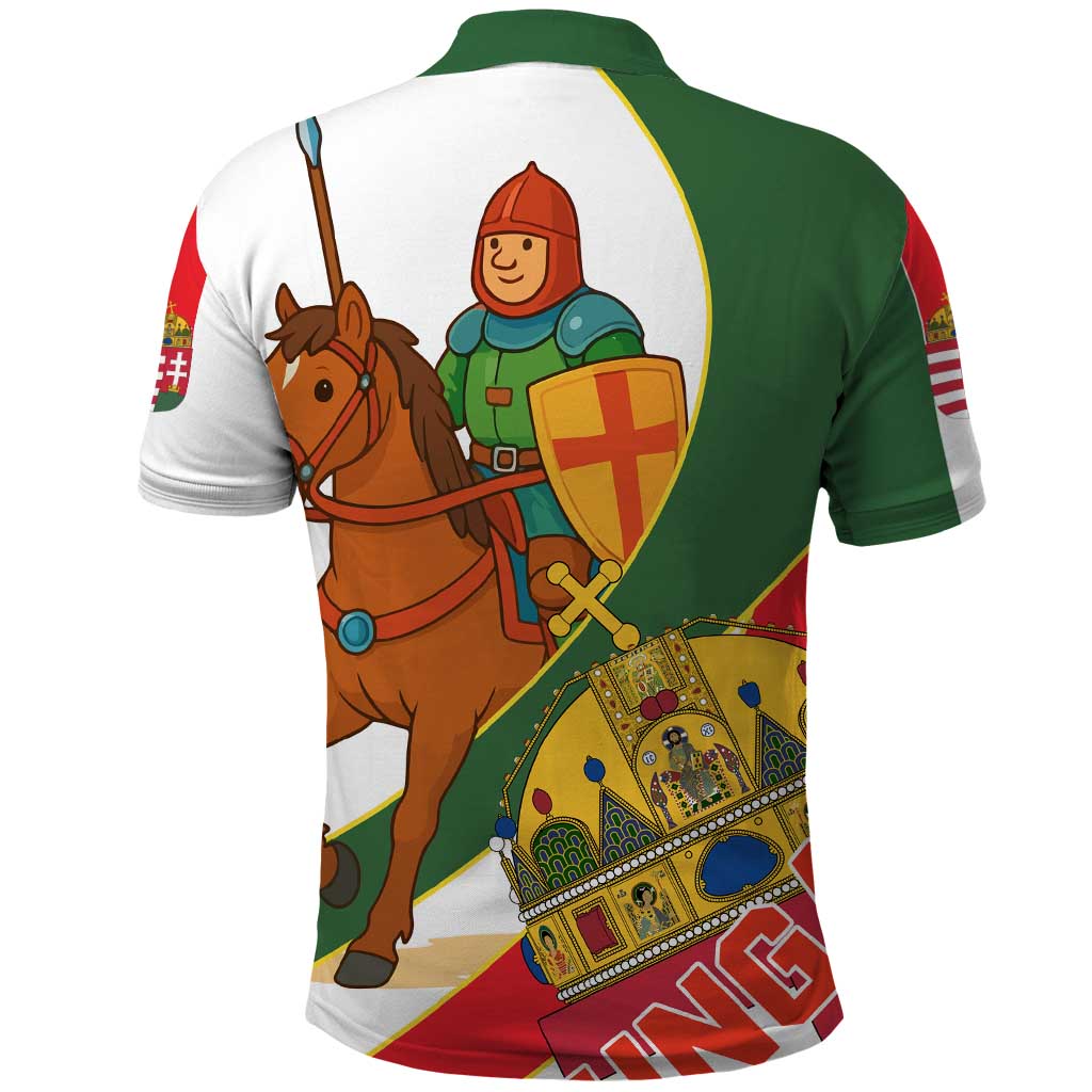 Hungary Polo Shirt with Knight and Angel Illustration Design and National Crest TS04