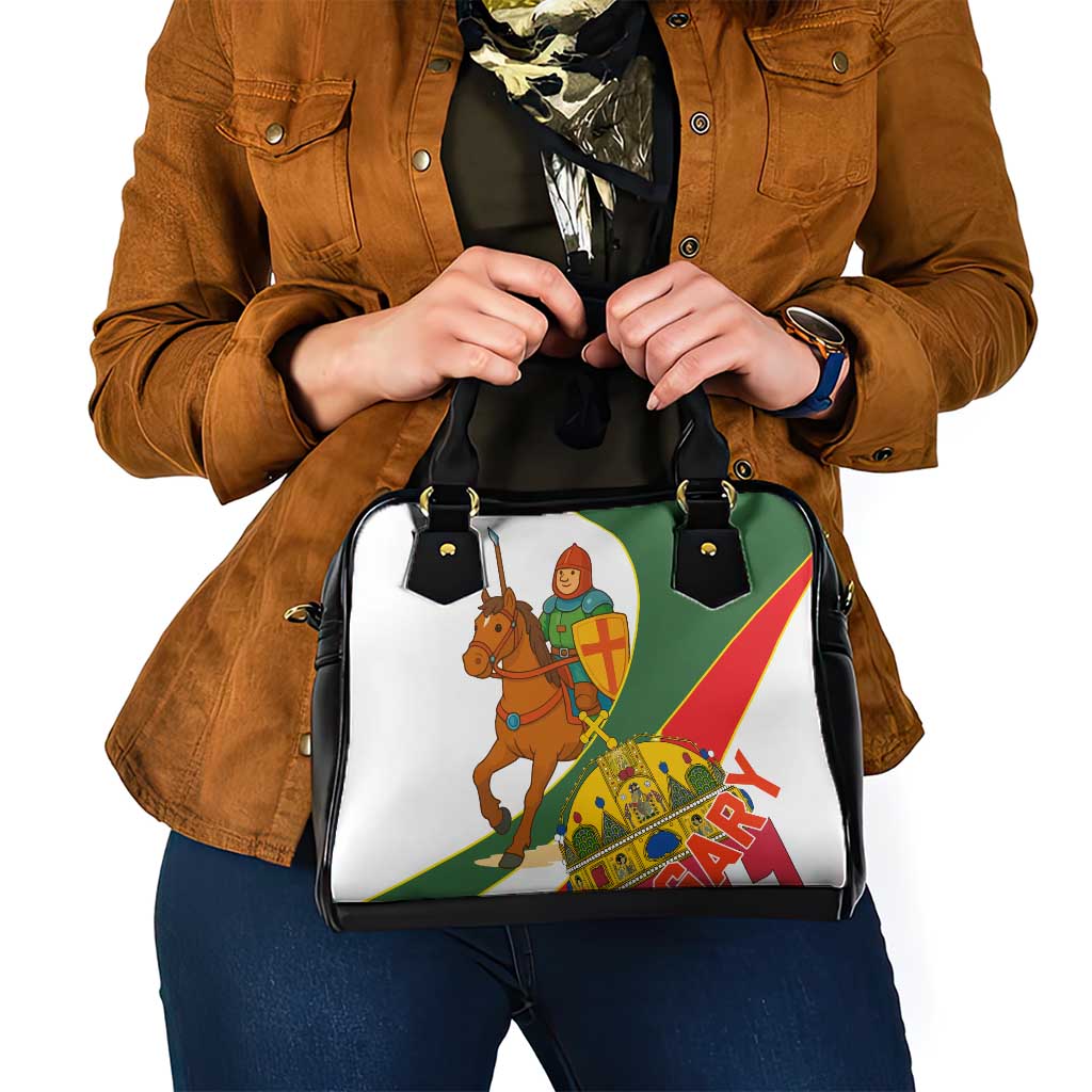Hungary Shoulder Handbag with Knight and Angel Illustration Design and National Crest TS04