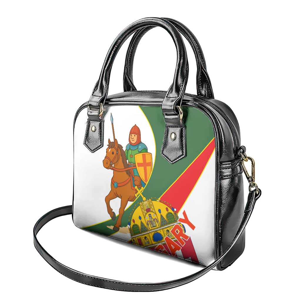 Hungary Shoulder Handbag with Knight and Angel Illustration Design and National Crest TS04
