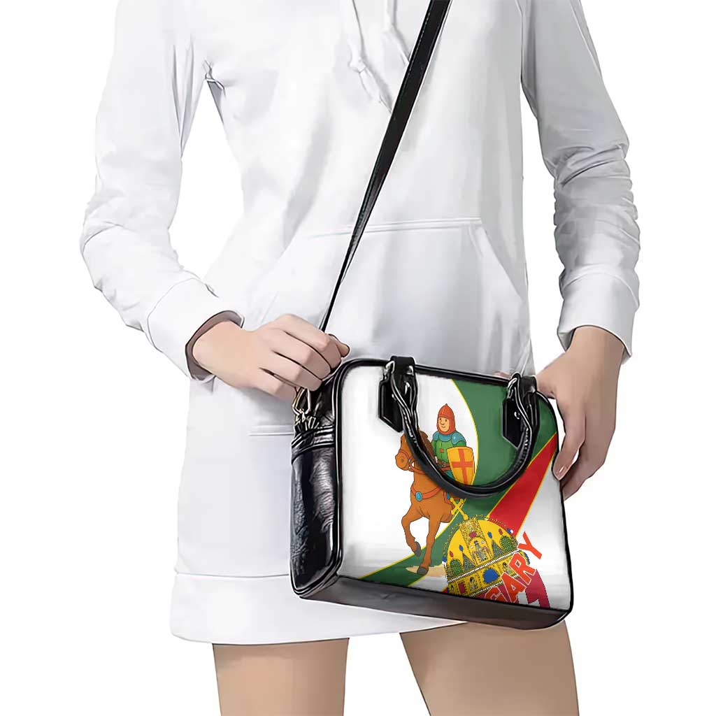 Hungary Shoulder Handbag with Knight and Angel Illustration Design and National Crest TS04