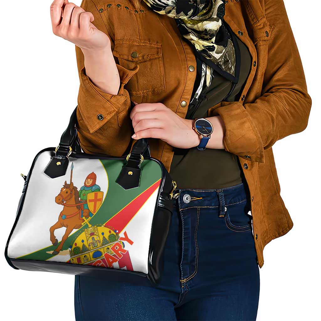 Hungary Shoulder Handbag with Knight and Angel Illustration Design and National Crest TS04