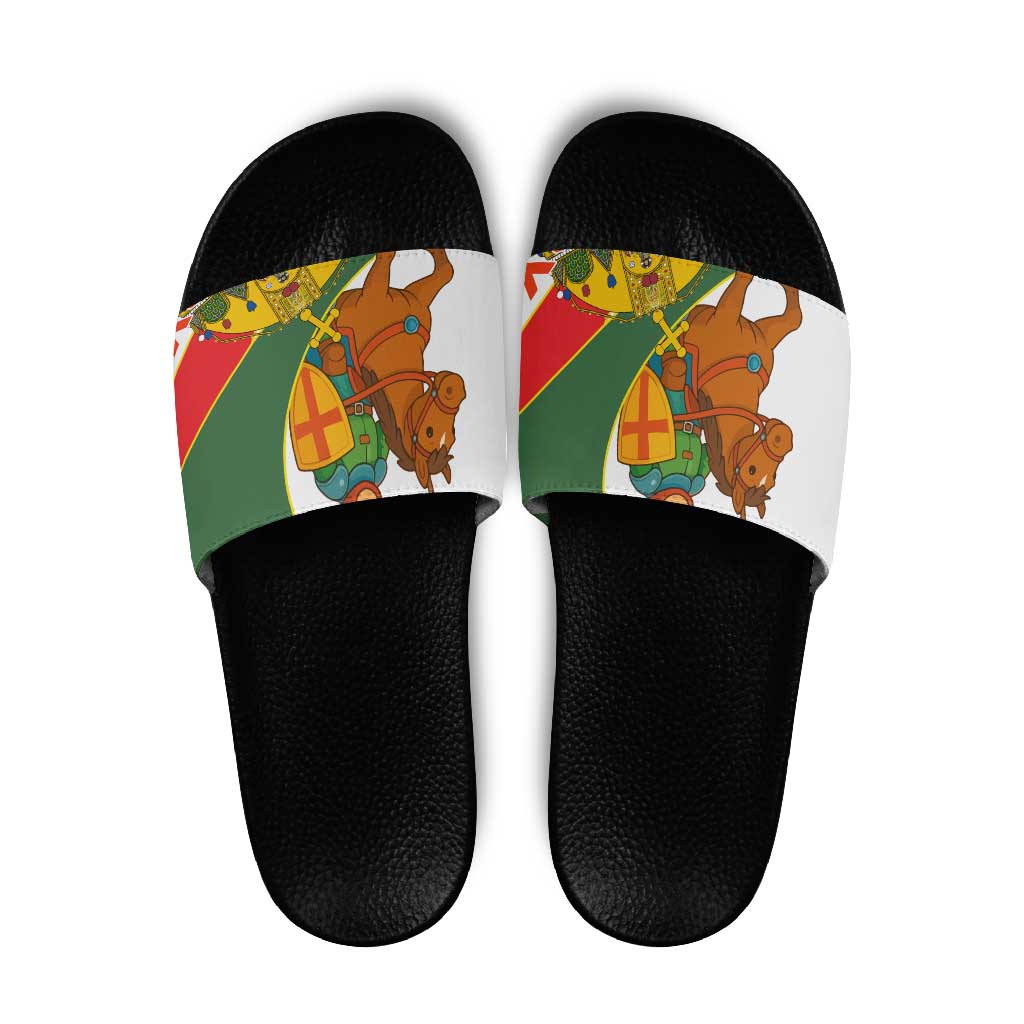 Hungary Slide Sandals with Knight and Angel Illustration Design and National Crest TS04