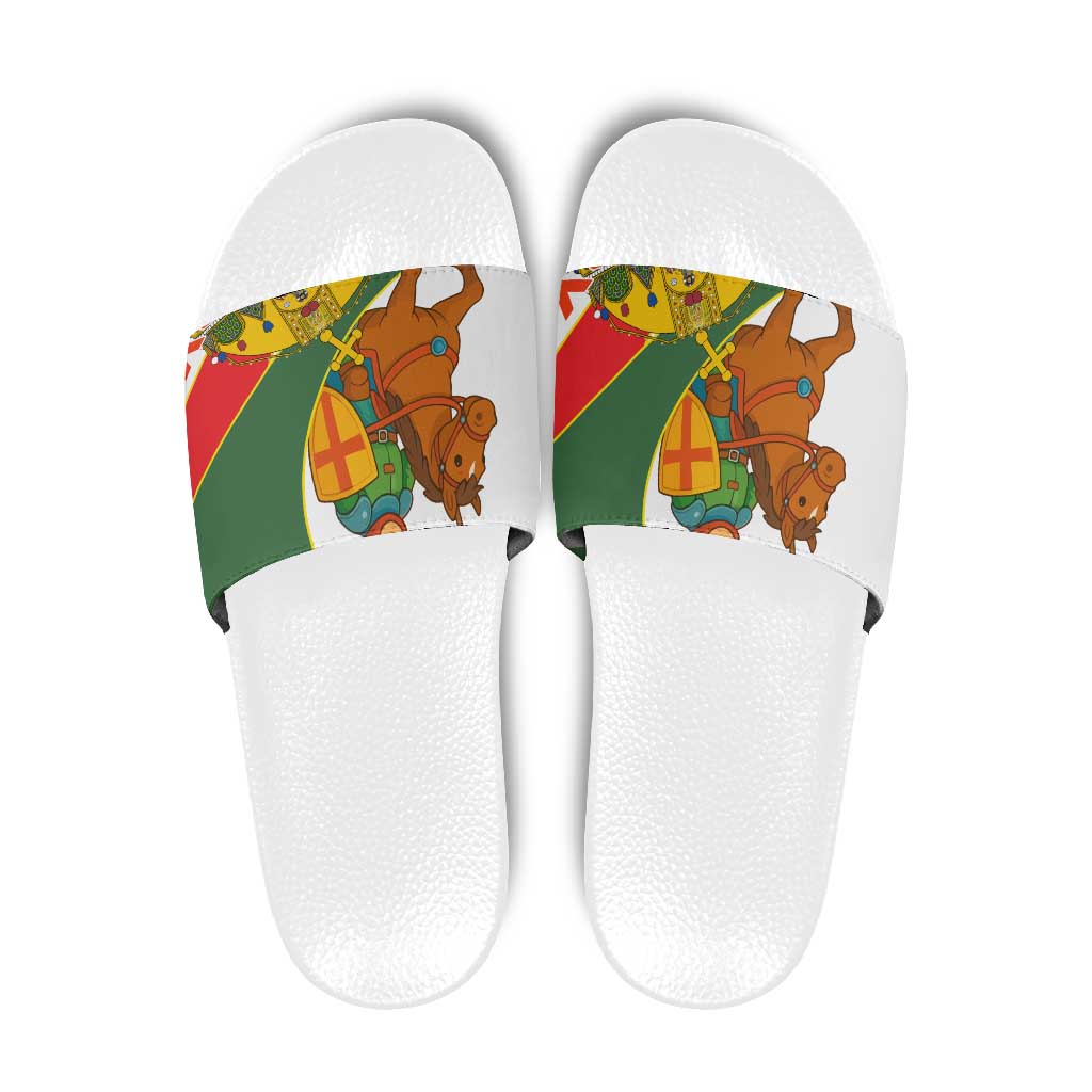 Hungary Slide Sandals with Knight and Angel Illustration Design and National Crest TS04