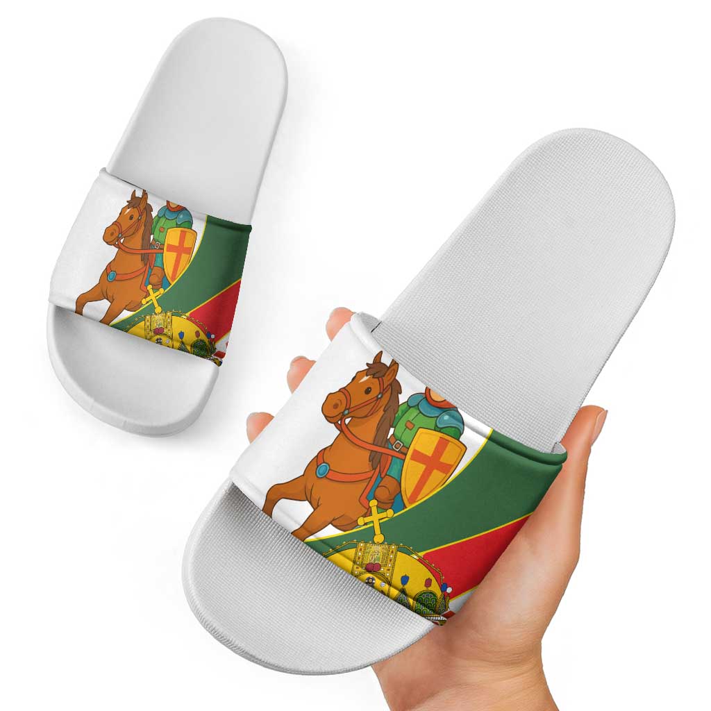Hungary Slide Sandals with Knight and Angel Illustration Design and National Crest TS04