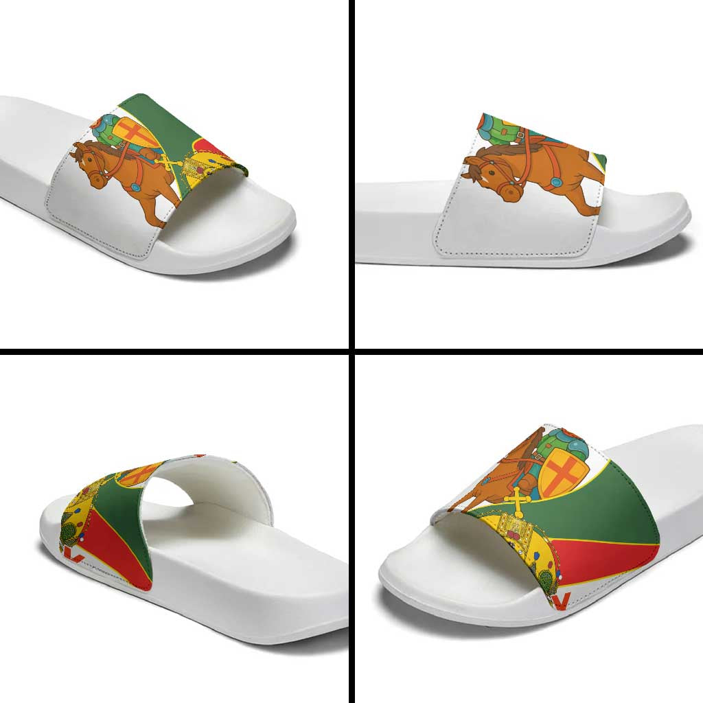 Hungary Slide Sandals with Knight and Angel Illustration Design and National Crest TS04