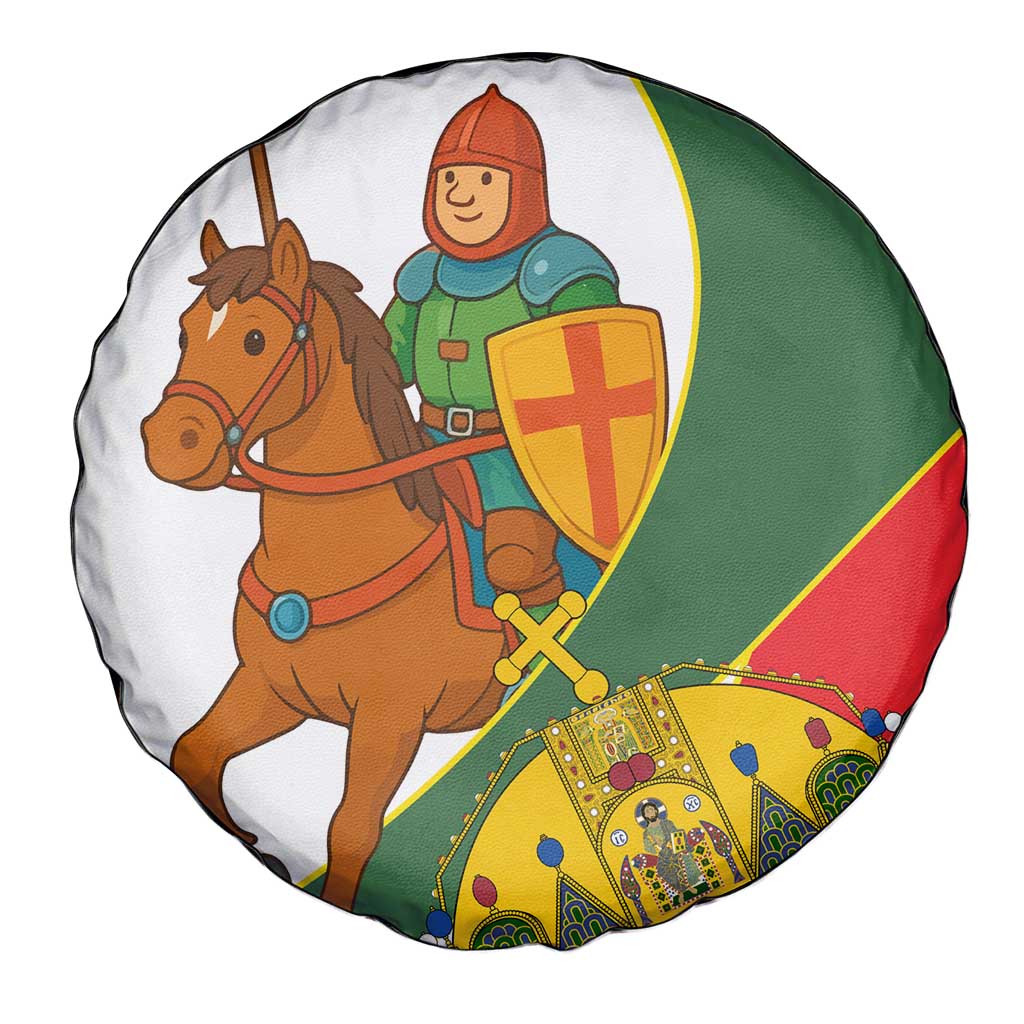 Hungary Spare Tire Cover with Knight and Angel Illustration Design and National Crest TS04