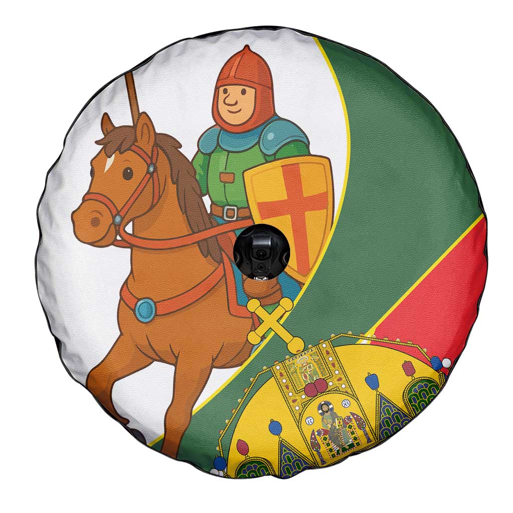 Hungary Spare Tire Cover with Knight and Angel Illustration Design and National Crest TS04