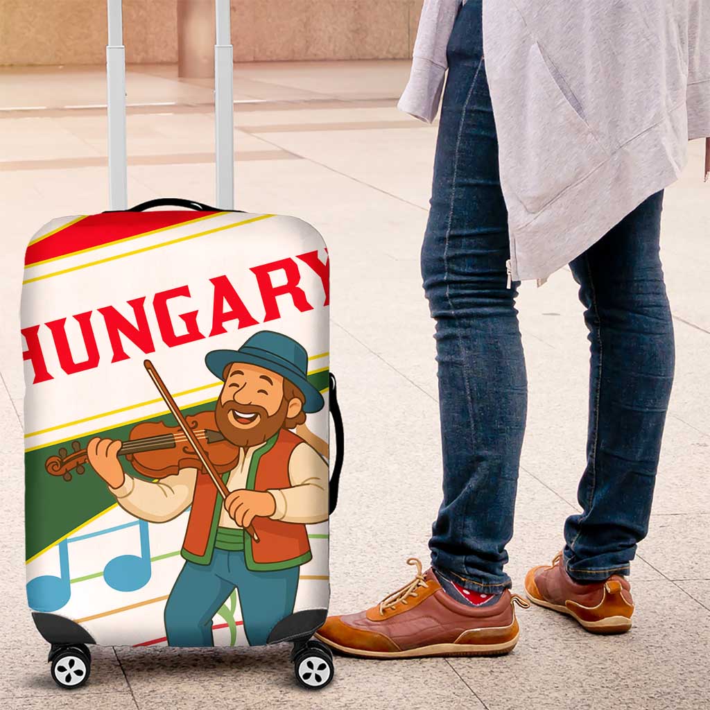 Hungary Luggage Cover with Folk Musician Illustration Design and Traditional Floral TS04