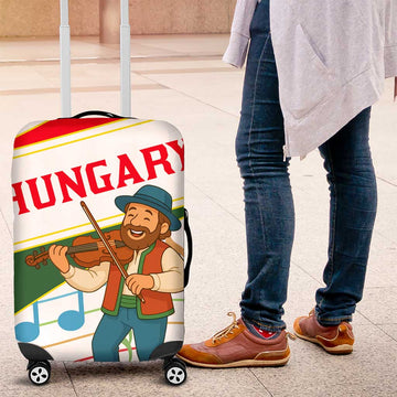 Hungary Luggage Cover with Folk Musician Illustration Design and Traditional Floral TS04