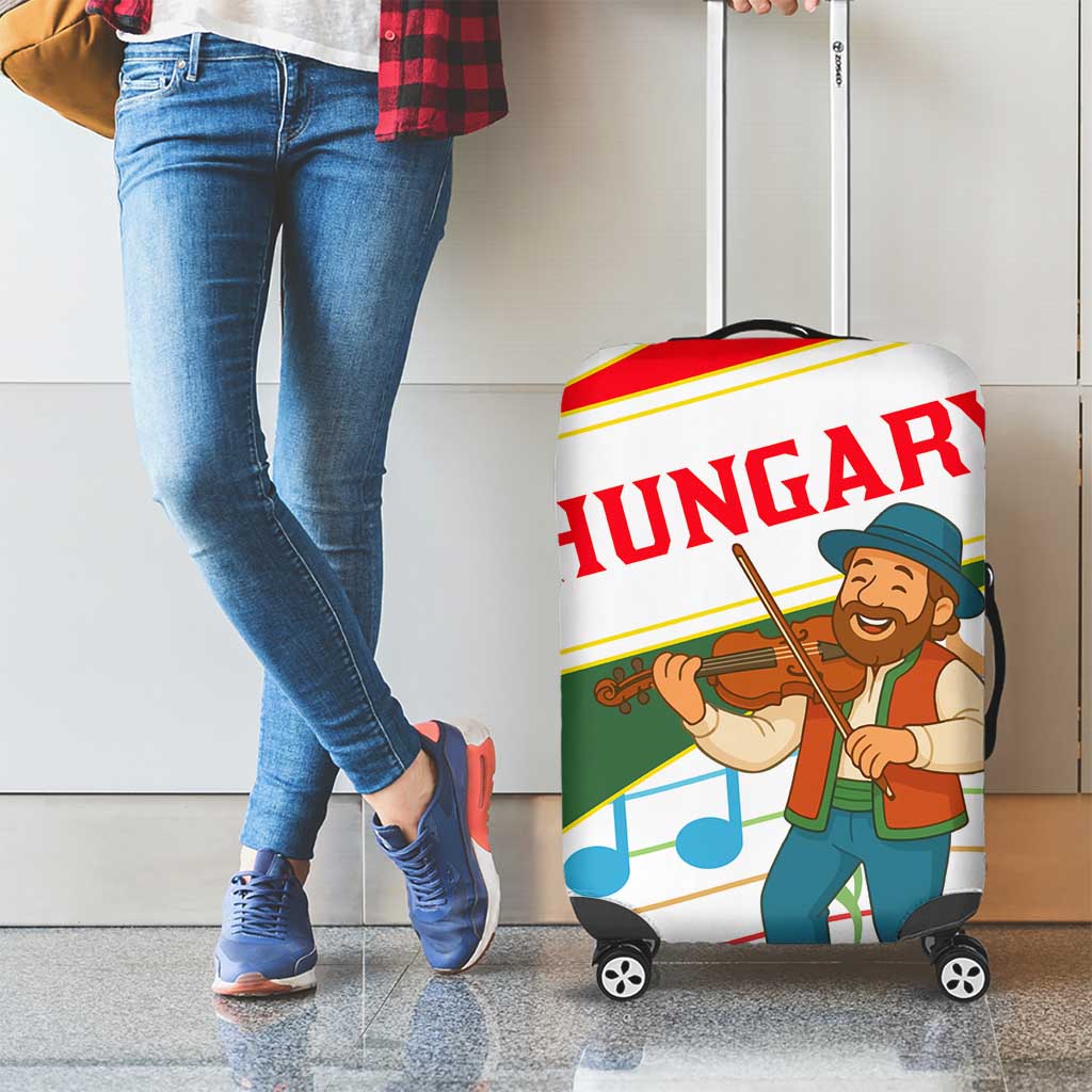 Hungary Luggage Cover with Folk Musician Illustration Design and Traditional Floral TS04