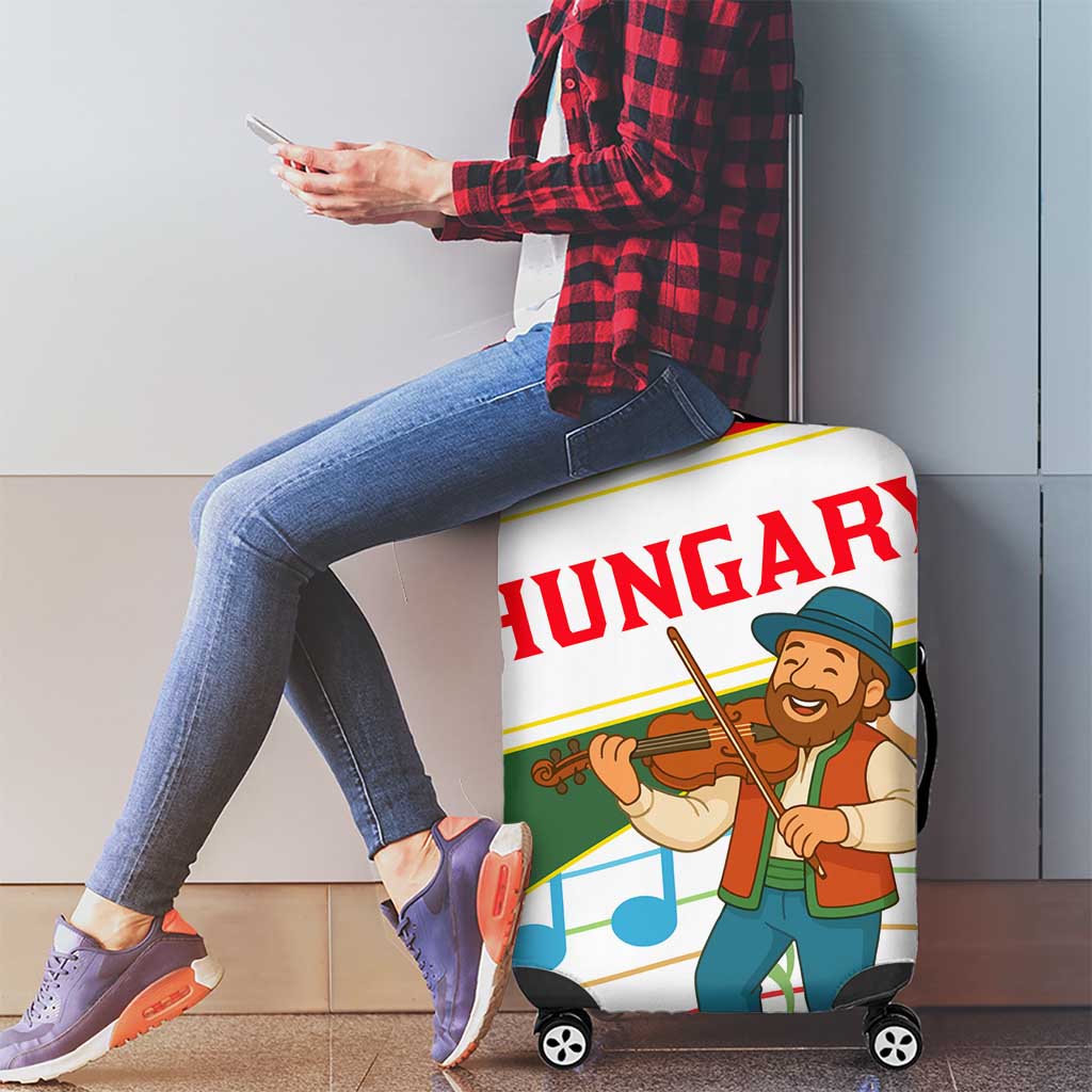 Hungary Luggage Cover with Folk Musician Illustration Design and Traditional Floral TS04