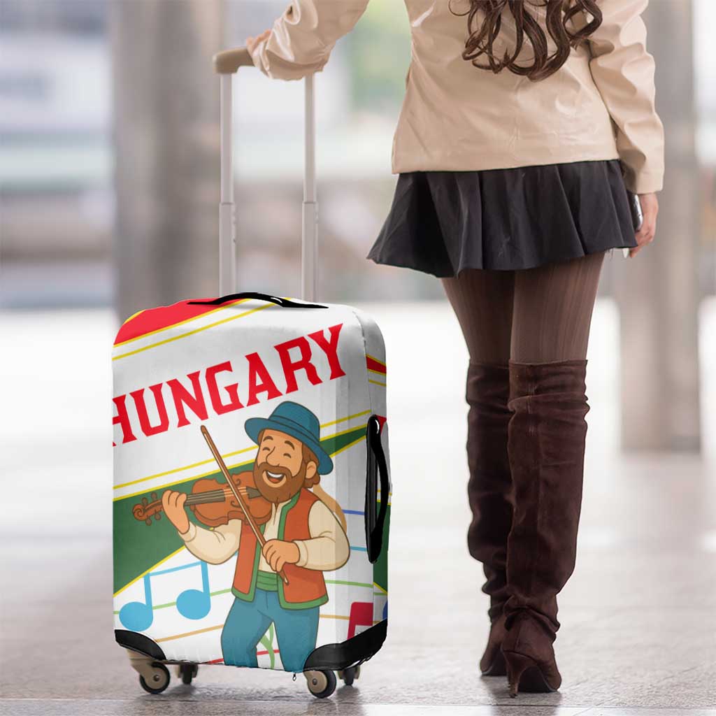 Hungary Luggage Cover with Folk Musician Illustration Design and Traditional Floral TS04