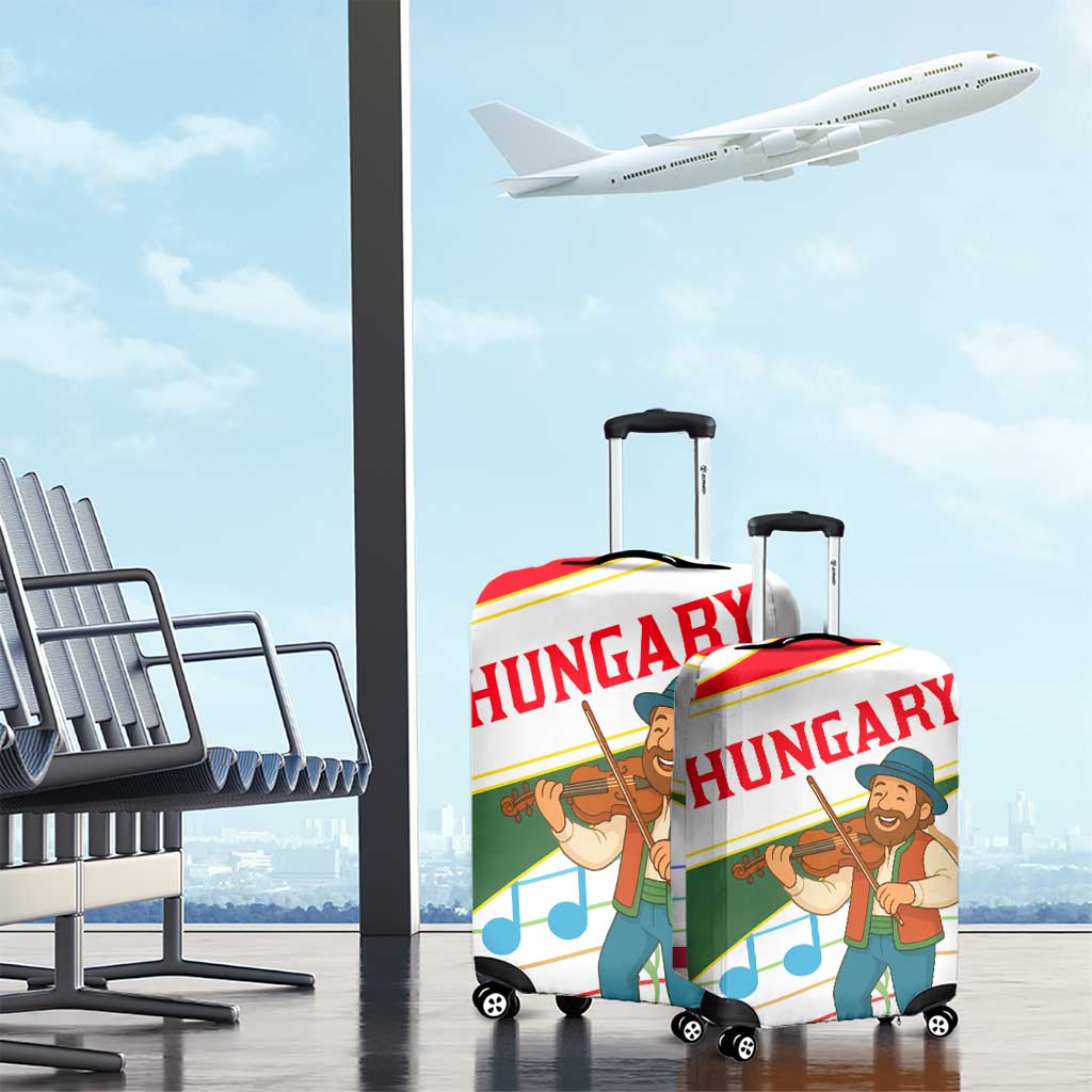 Hungary Luggage Cover with Folk Musician Illustration Design and Traditional Floral TS04