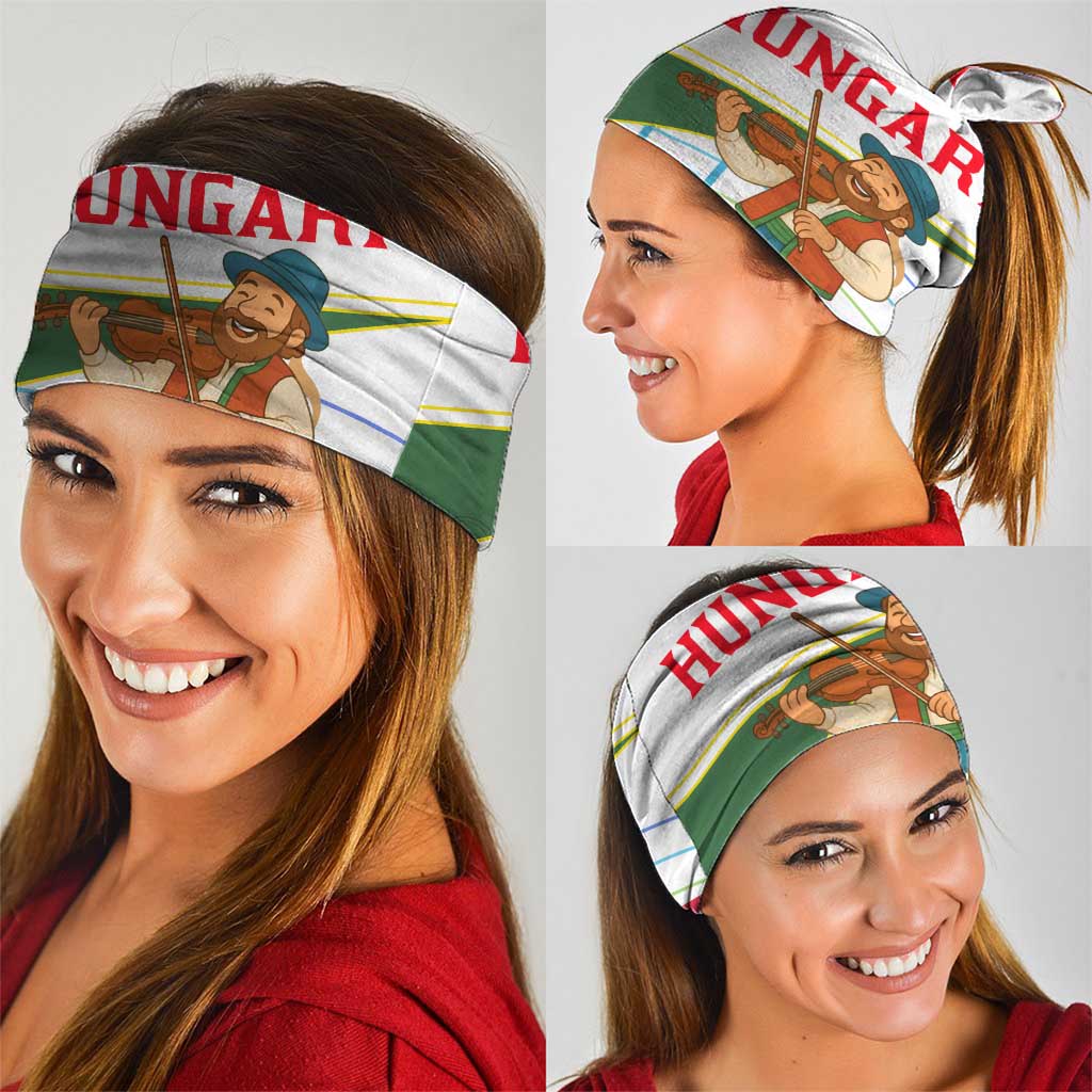 Hungary Neck Gaiter with Folk Musician Illustration Design and Traditional Floral TS04