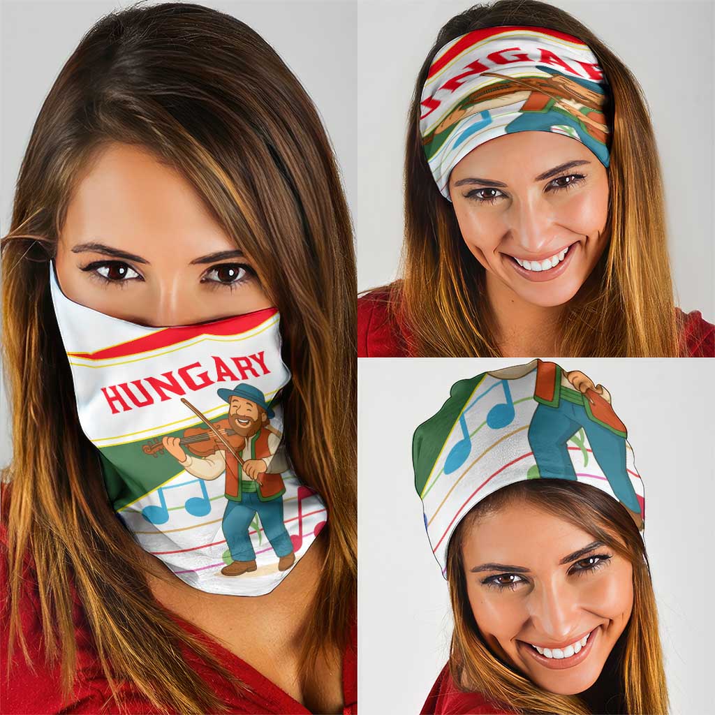 Hungary Neck Gaiter with Folk Musician Illustration Design and Traditional Floral TS04