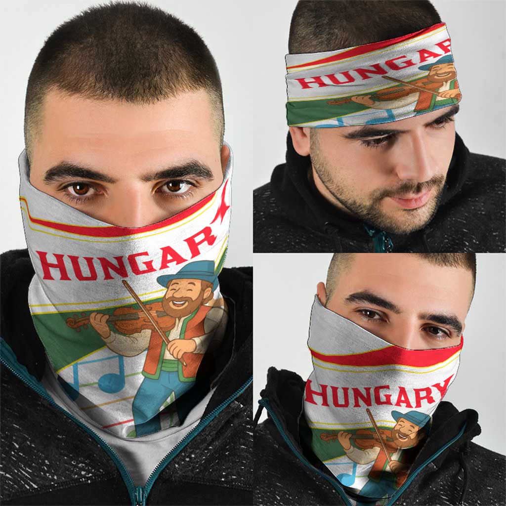 Hungary Neck Gaiter with Folk Musician Illustration Design and Traditional Floral TS04