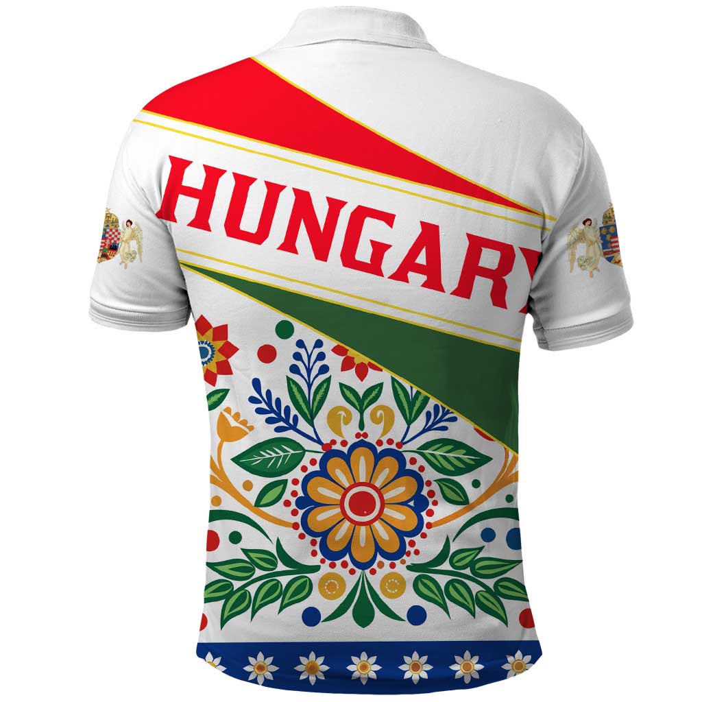 Hungary Polo Shirt with Folk Musician Illustration Design and Traditional Floral TS04