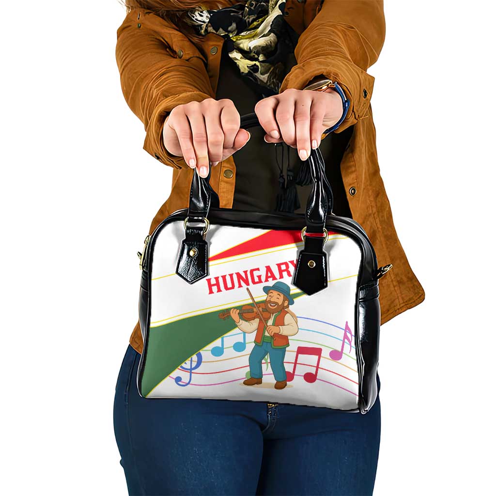 Hungary Shoulder Handbag with Folk Musician Illustration Design and Traditional Floral TS04