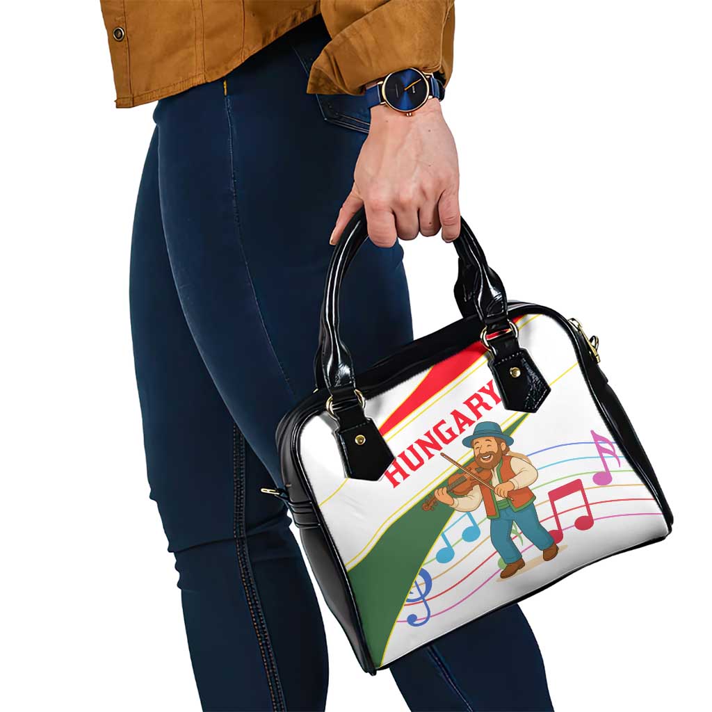 Hungary Shoulder Handbag with Folk Musician Illustration Design and Traditional Floral TS04