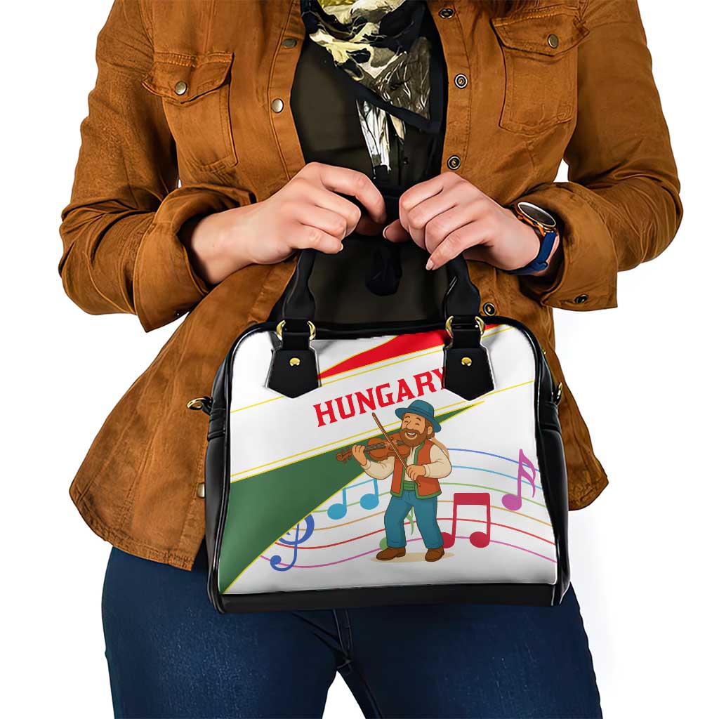 Hungary Shoulder Handbag with Folk Musician Illustration Design and Traditional Floral TS04