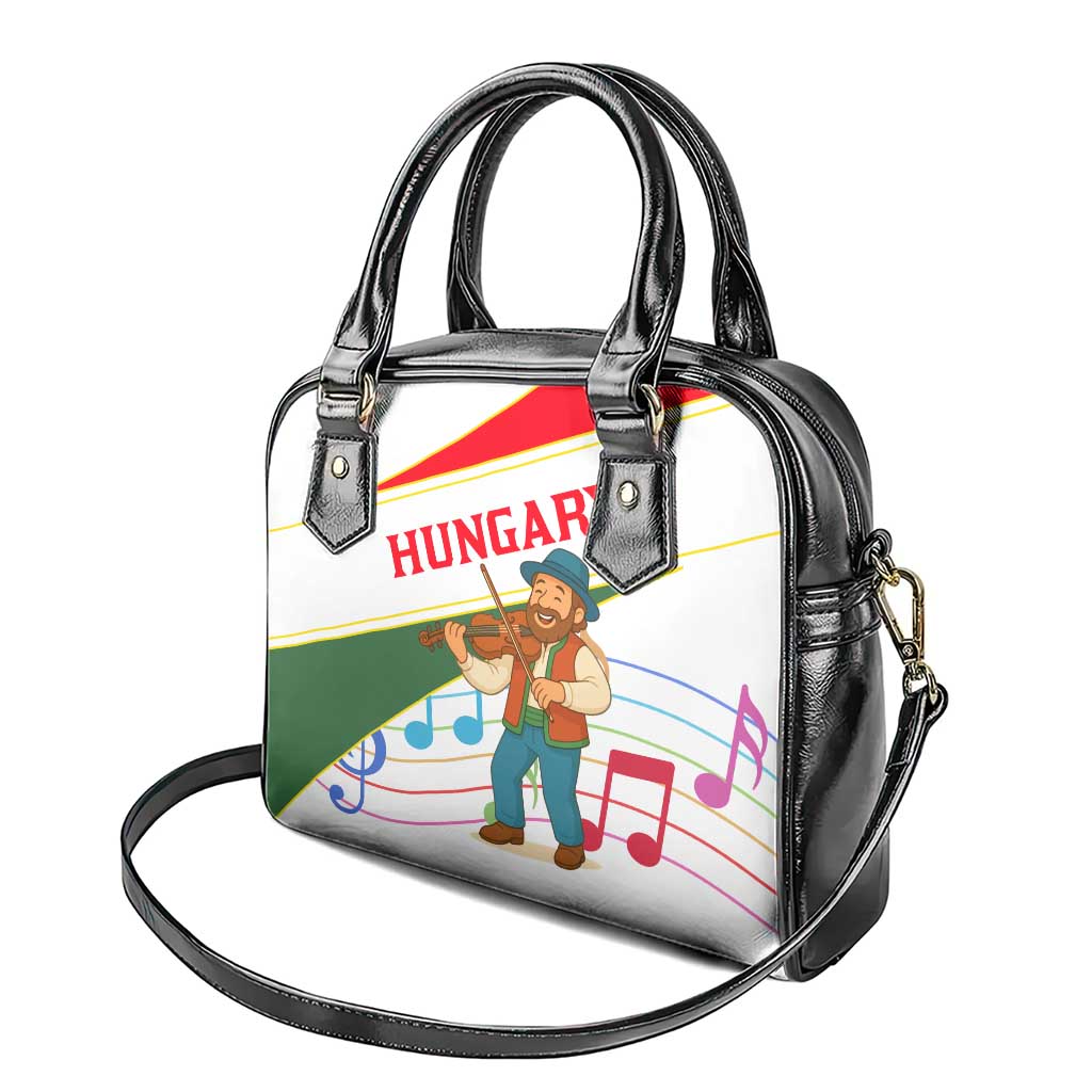 Hungary Shoulder Handbag with Folk Musician Illustration Design and Traditional Floral TS04