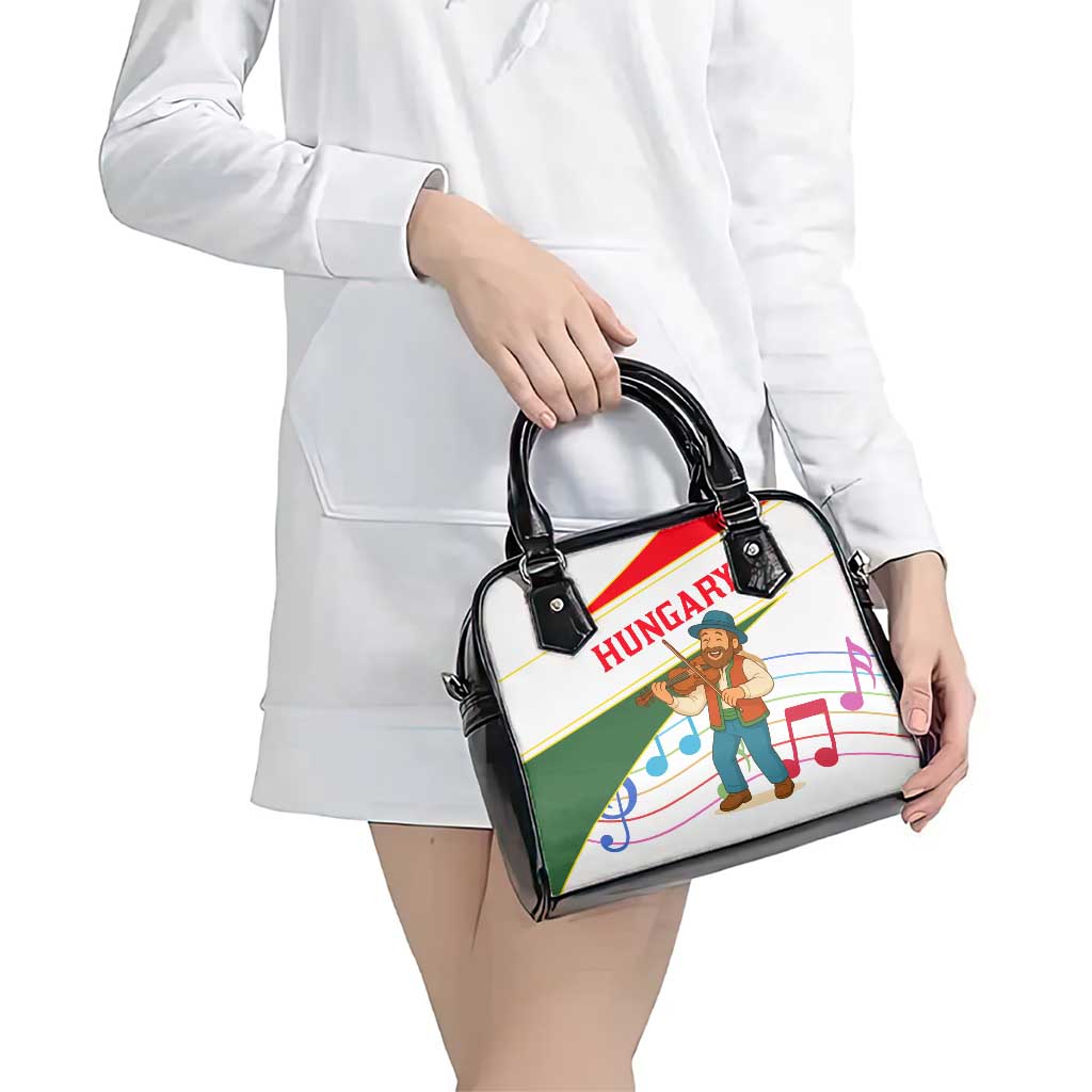 Hungary Shoulder Handbag with Folk Musician Illustration Design and Traditional Floral TS04