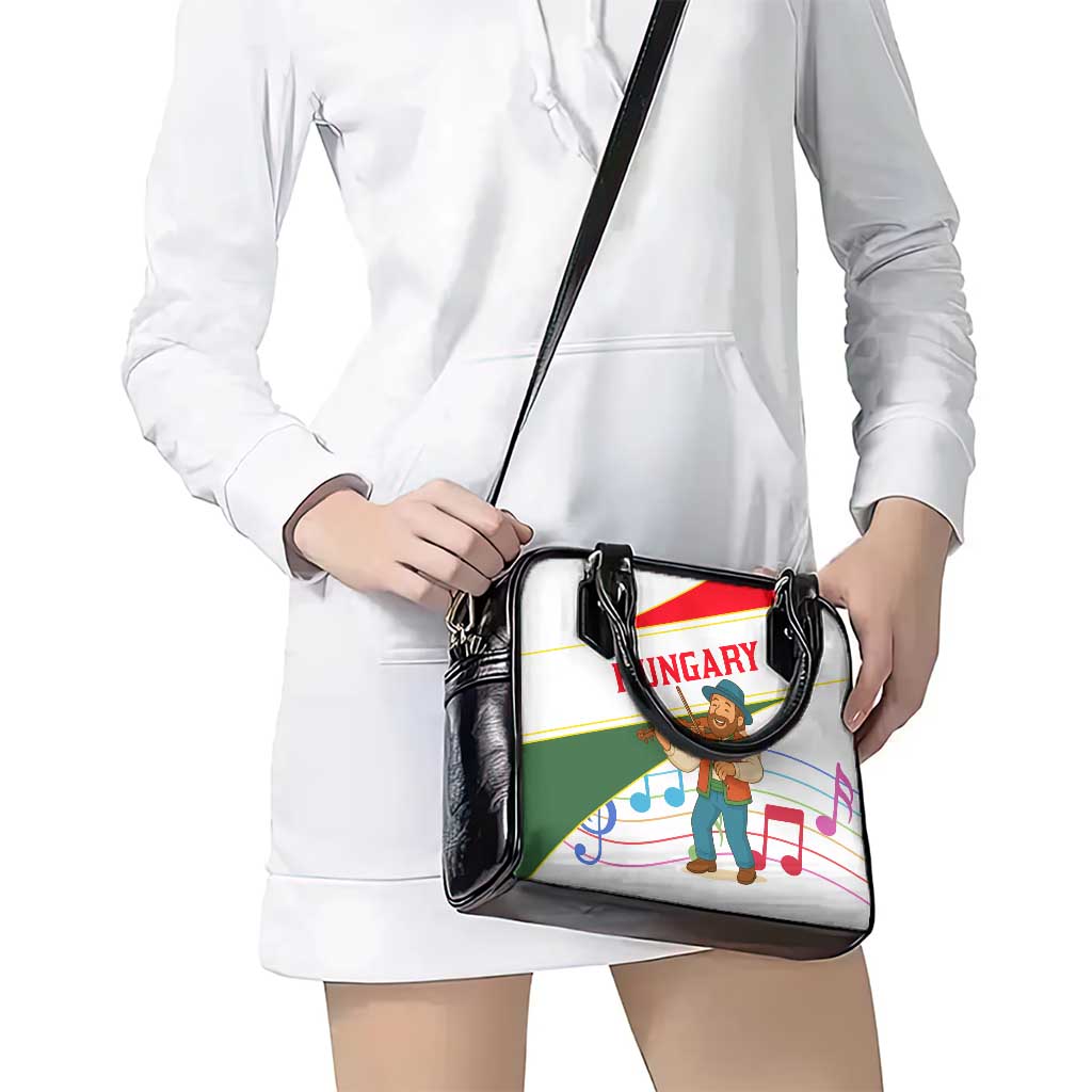 Hungary Shoulder Handbag with Folk Musician Illustration Design and Traditional Floral TS04
