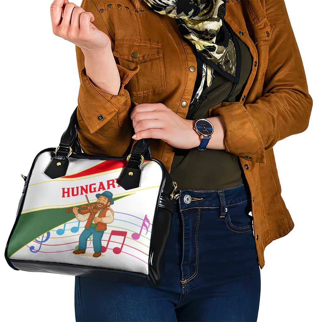 Hungary Shoulder Handbag with Folk Musician Illustration Design and Traditional Floral TS04