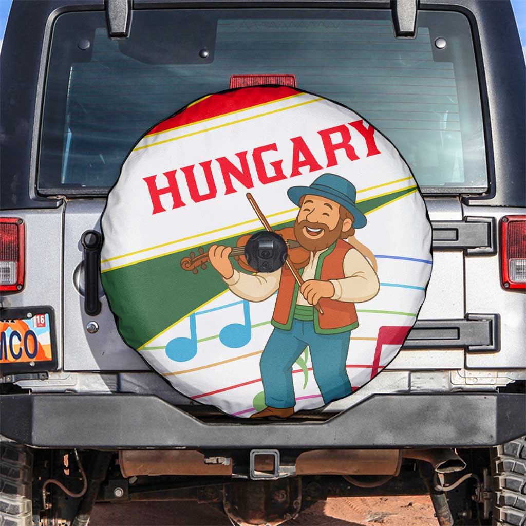 Hungary Spare Tire Cover with Folk Musician Illustration Design and Traditional Floral TS04