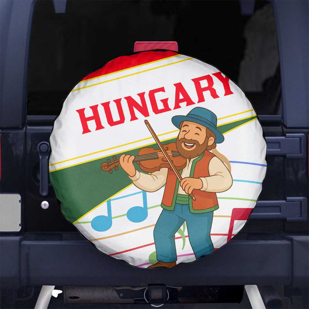 Hungary Spare Tire Cover with Folk Musician Illustration Design and Traditional Floral TS04