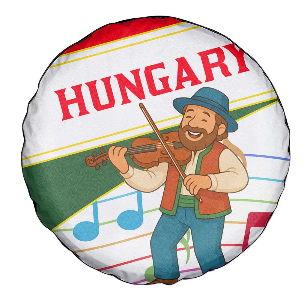 Hungary Spare Tire Cover with Folk Musician Illustration Design and Traditional Floral TS04
