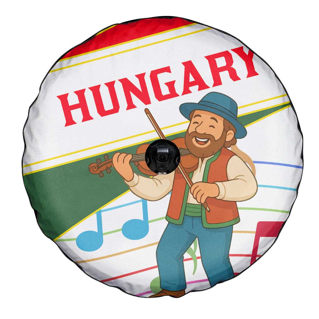 Hungary Spare Tire Cover with Folk Musician Illustration Design and Traditional Floral TS04