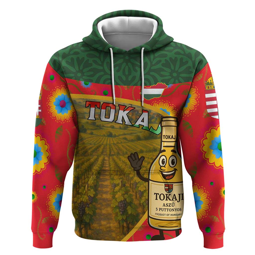 Hungary Hoodie with Tokaj Vineyard Illustration Design and Grape Wine TS04
