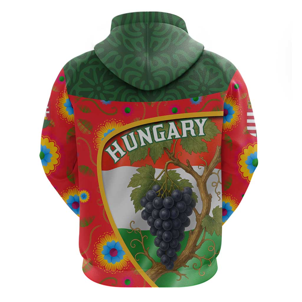 Hungary Hoodie with Tokaj Vineyard Illustration Design and Grape Wine TS04
