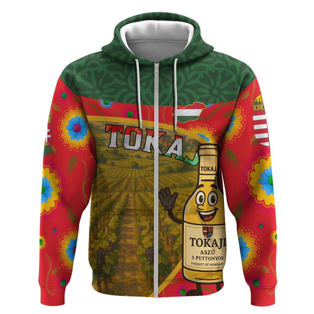 Hungary Hoodie with Tokaj Vineyard Illustration Design and Grape Wine TS04