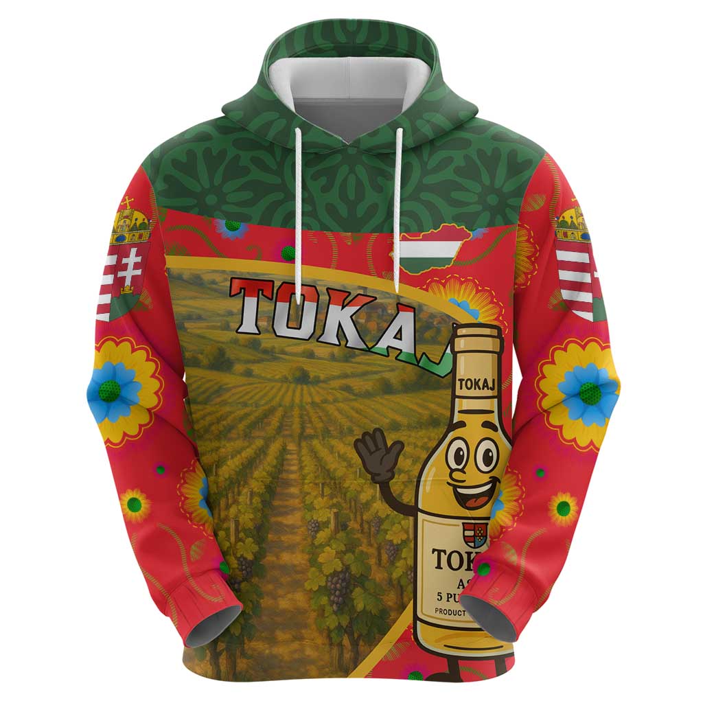 Hungary Hoodie with Tokaj Vineyard Illustration Design and Grape Wine TS04