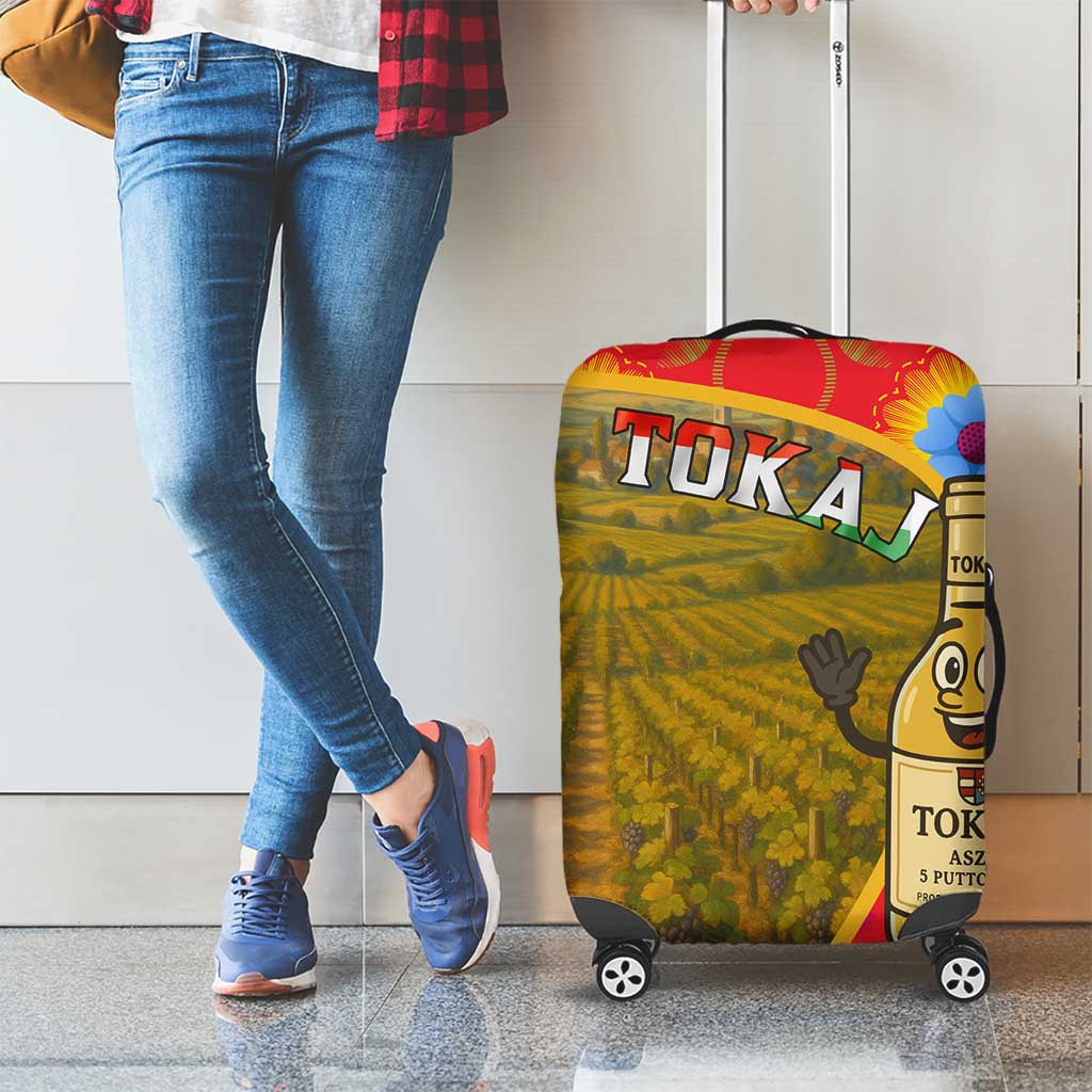 Hungary Luggage Cover with Tokaj Vineyard Illustration Design and Grape Wine TS04