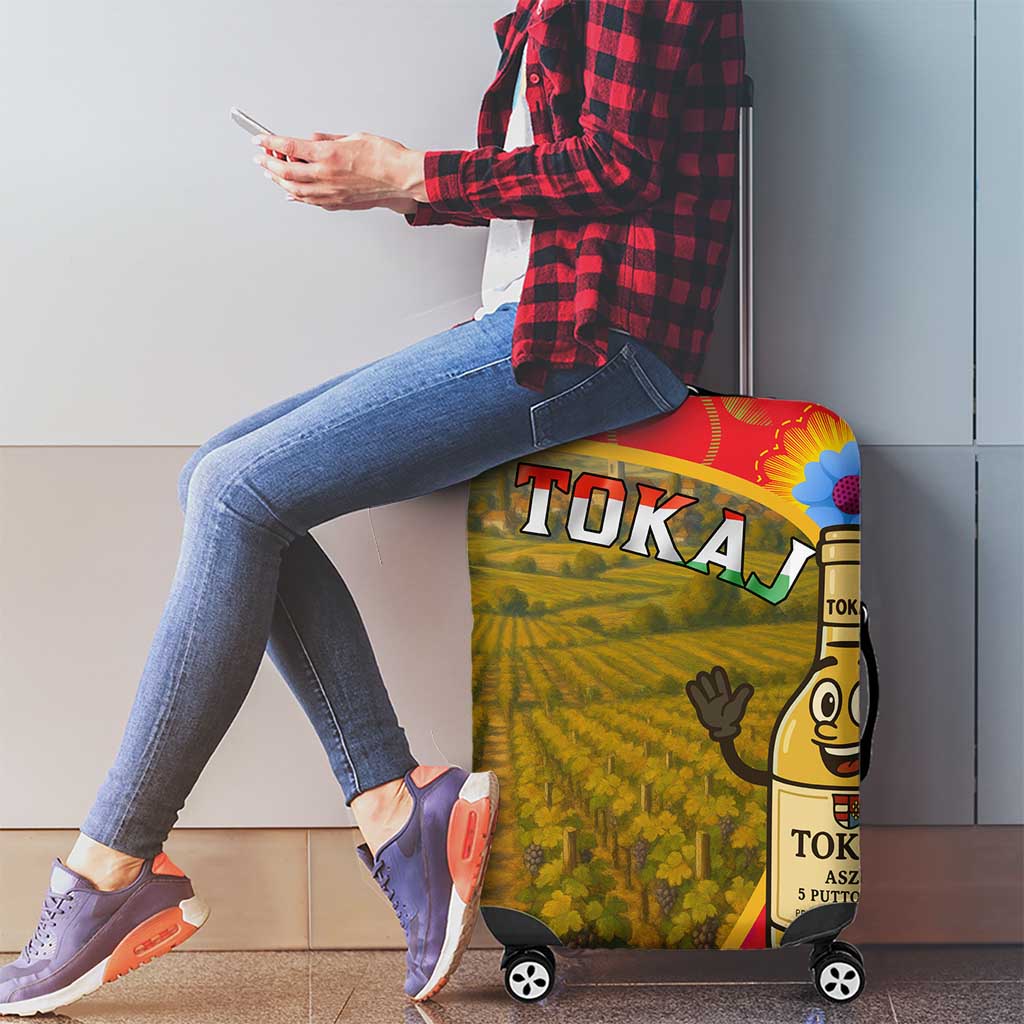 Hungary Luggage Cover with Tokaj Vineyard Illustration Design and Grape Wine TS04