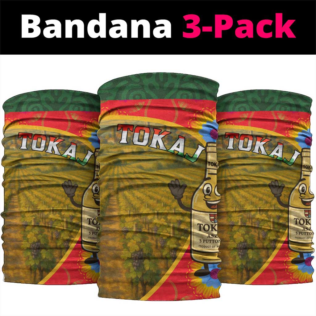 Hungary Neck Gaiter with Tokaj Vineyard Illustration Design and Grape Wine TS04