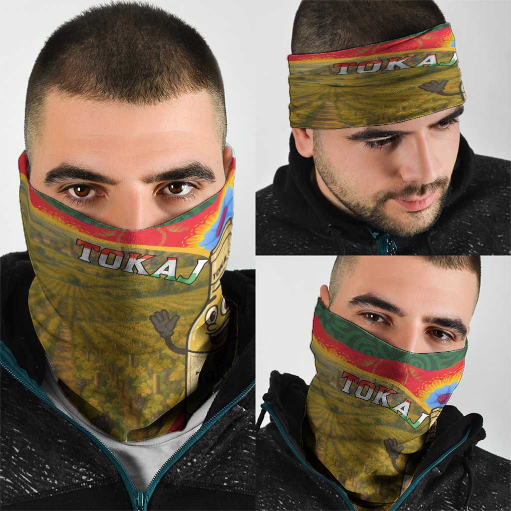 Hungary Neck Gaiter with Tokaj Vineyard Illustration Design and Grape Wine TS04