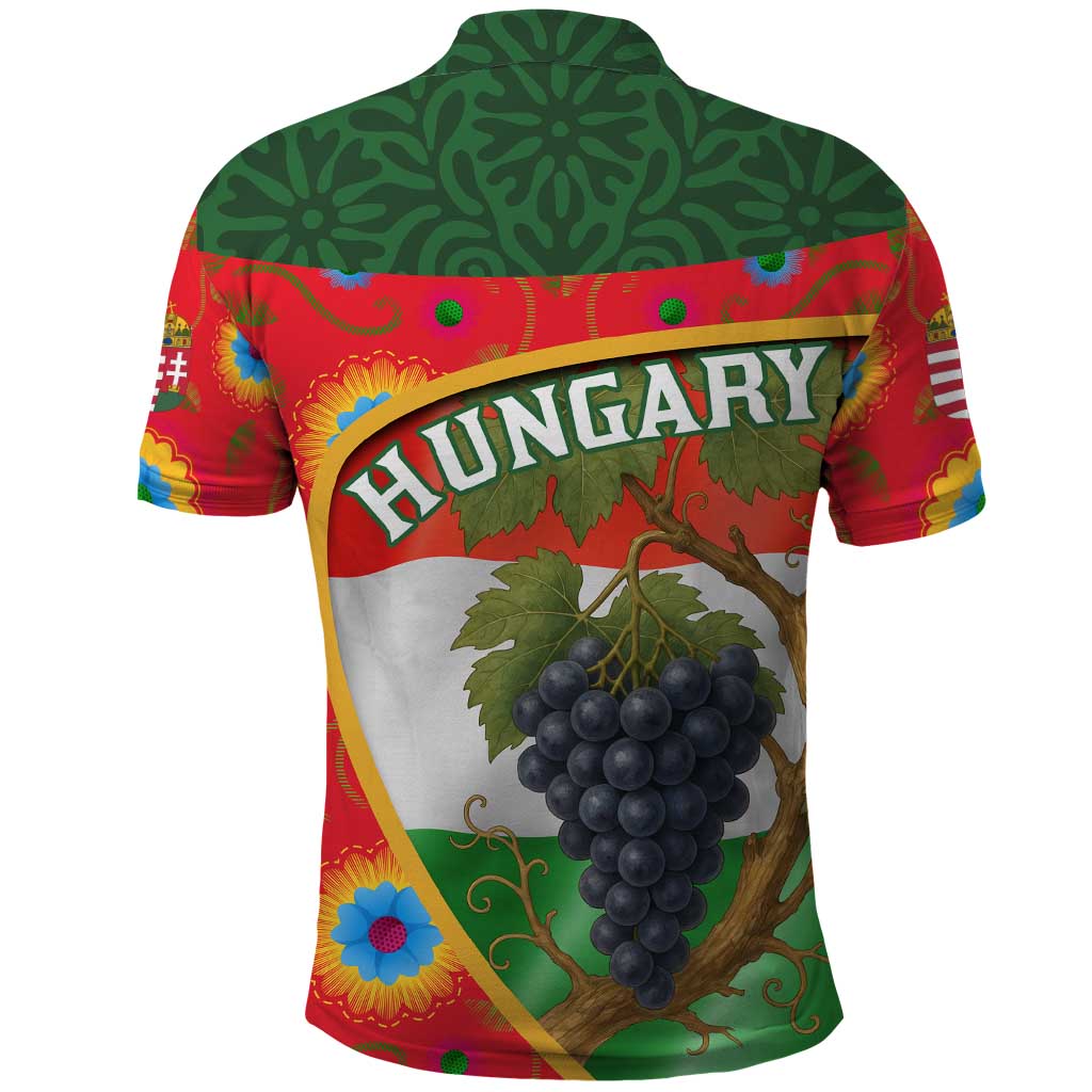 Hungary Polo Shirt with Tokaj Vineyard Illustration Design and Grape Wine TS04