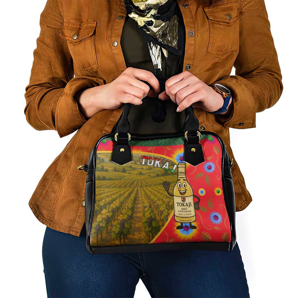 Hungary Shoulder Handbag with Tokaj Vineyard Illustration Design and Grape Wine TS04