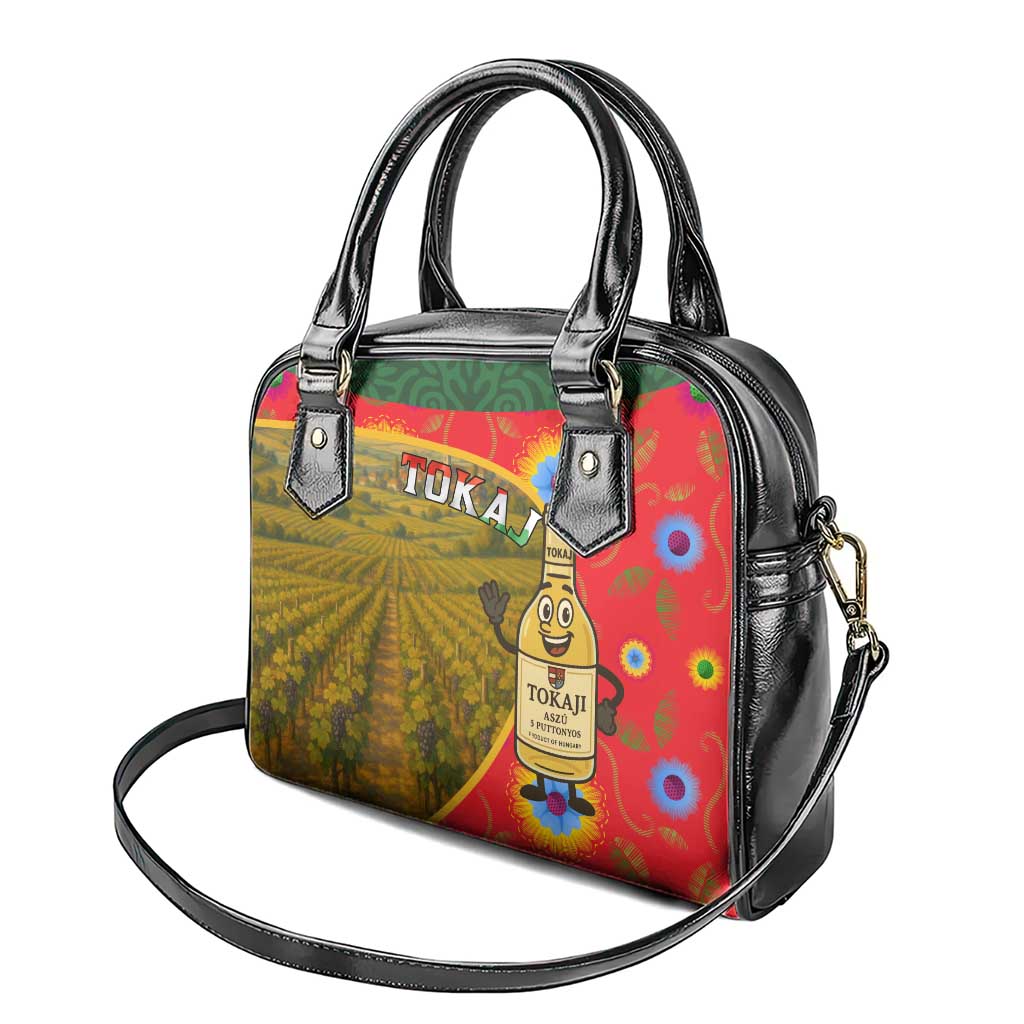 Hungary Shoulder Handbag with Tokaj Vineyard Illustration Design and Grape Wine TS04
