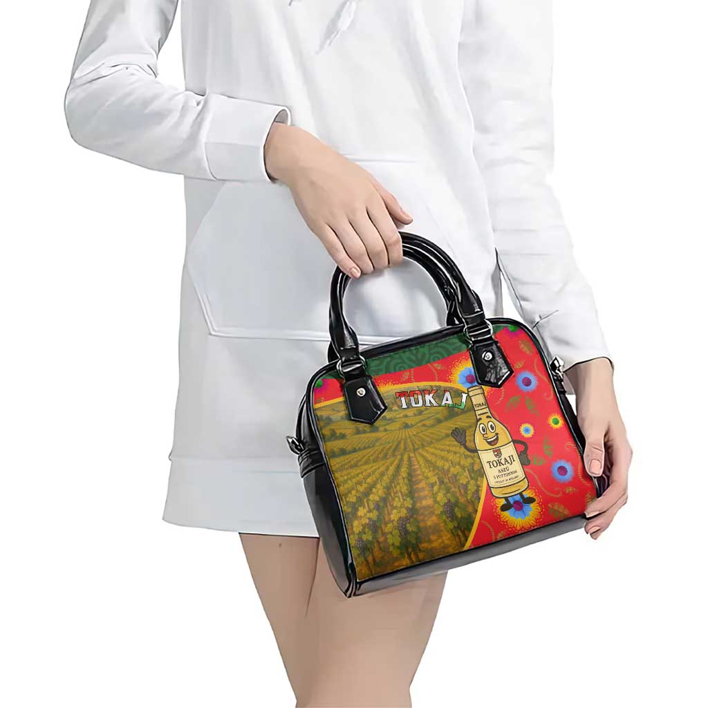 Hungary Shoulder Handbag with Tokaj Vineyard Illustration Design and Grape Wine TS04
