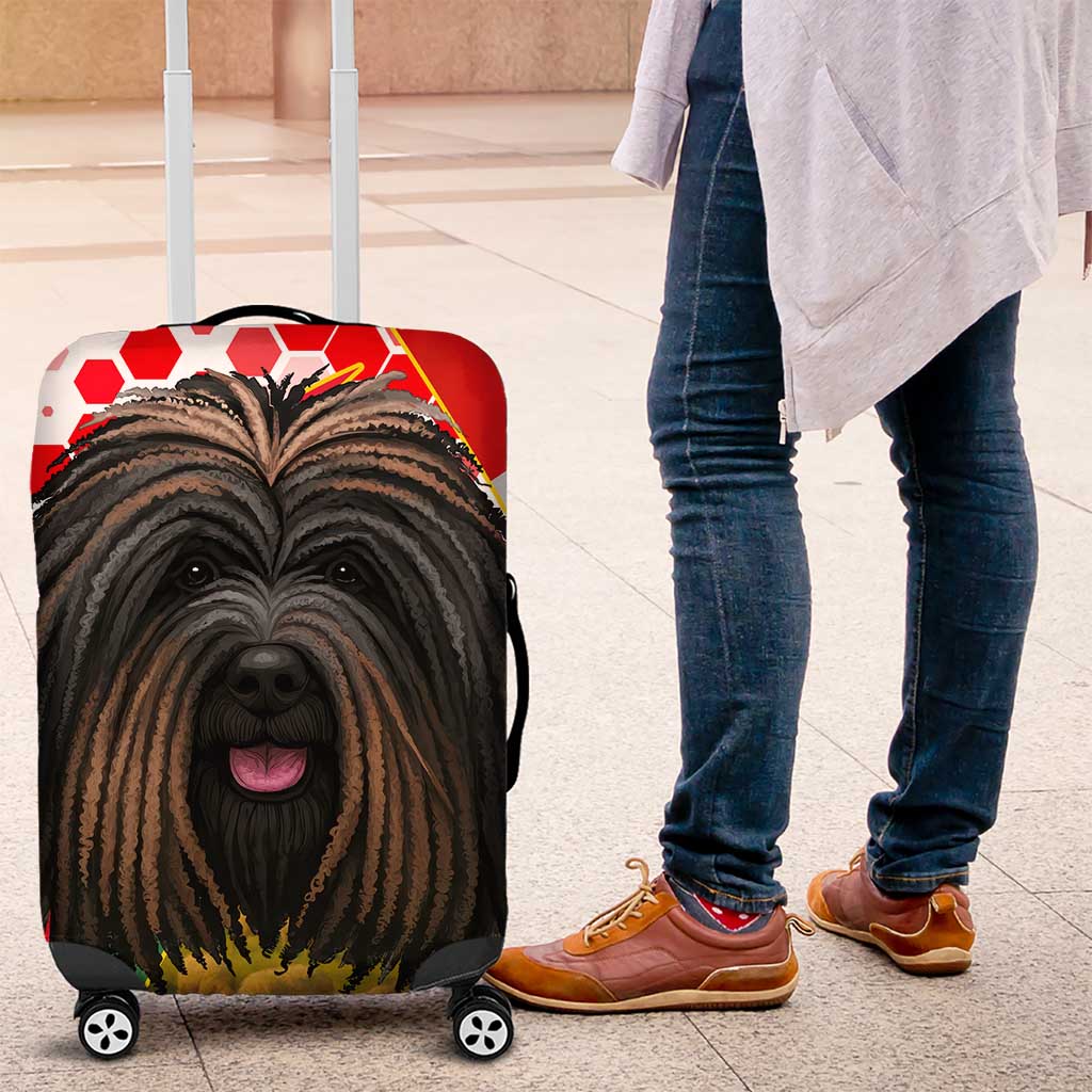 Hungary Luggage Cover with Puli Dog Illustration Design and Red Green Hexagon TS04