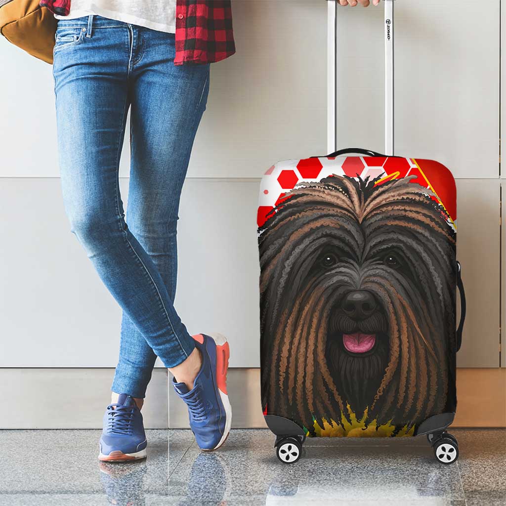 Hungary Luggage Cover with Puli Dog Illustration Design and Red Green Hexagon TS04