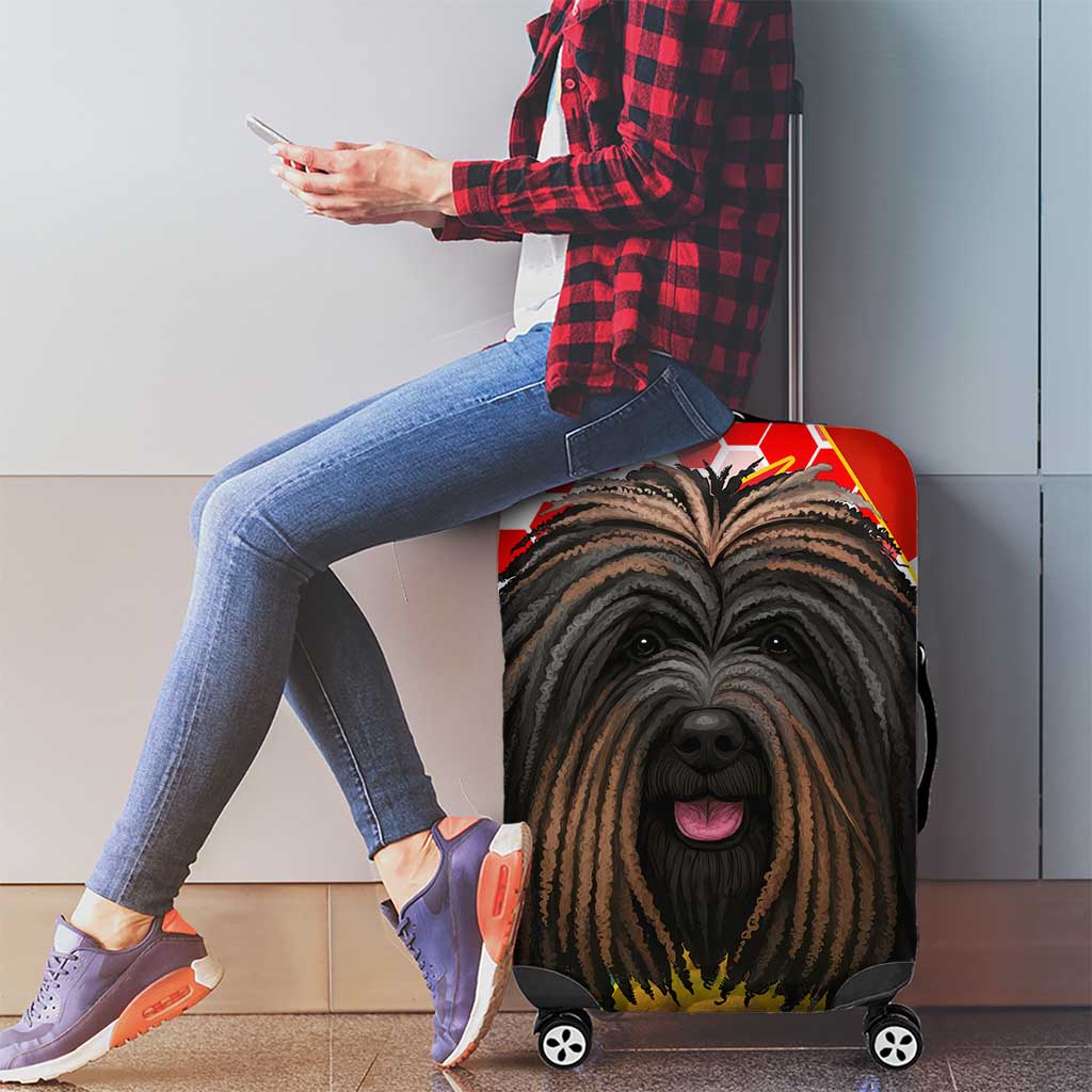 Hungary Luggage Cover with Puli Dog Illustration Design and Red Green Hexagon TS04