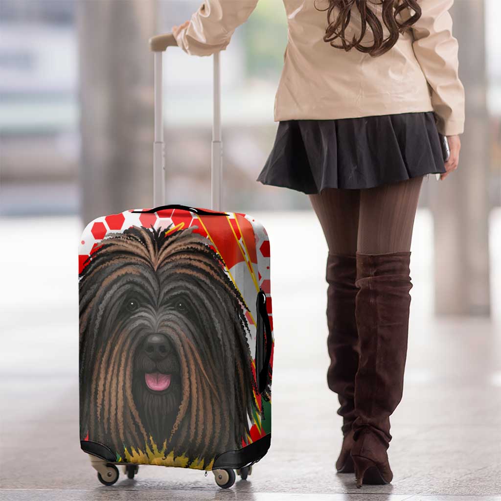 Hungary Luggage Cover with Puli Dog Illustration Design and Red Green Hexagon TS04