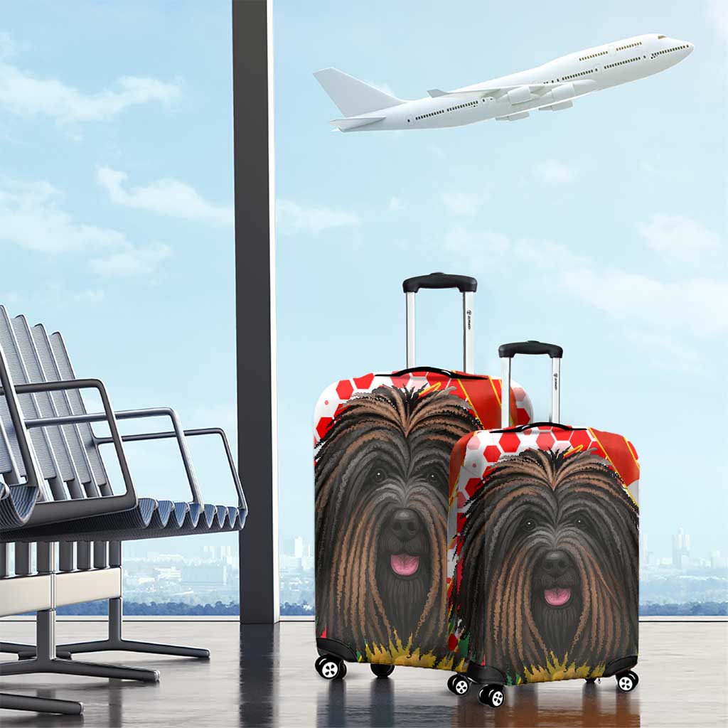 Hungary Luggage Cover with Puli Dog Illustration Design and Red Green Hexagon TS04